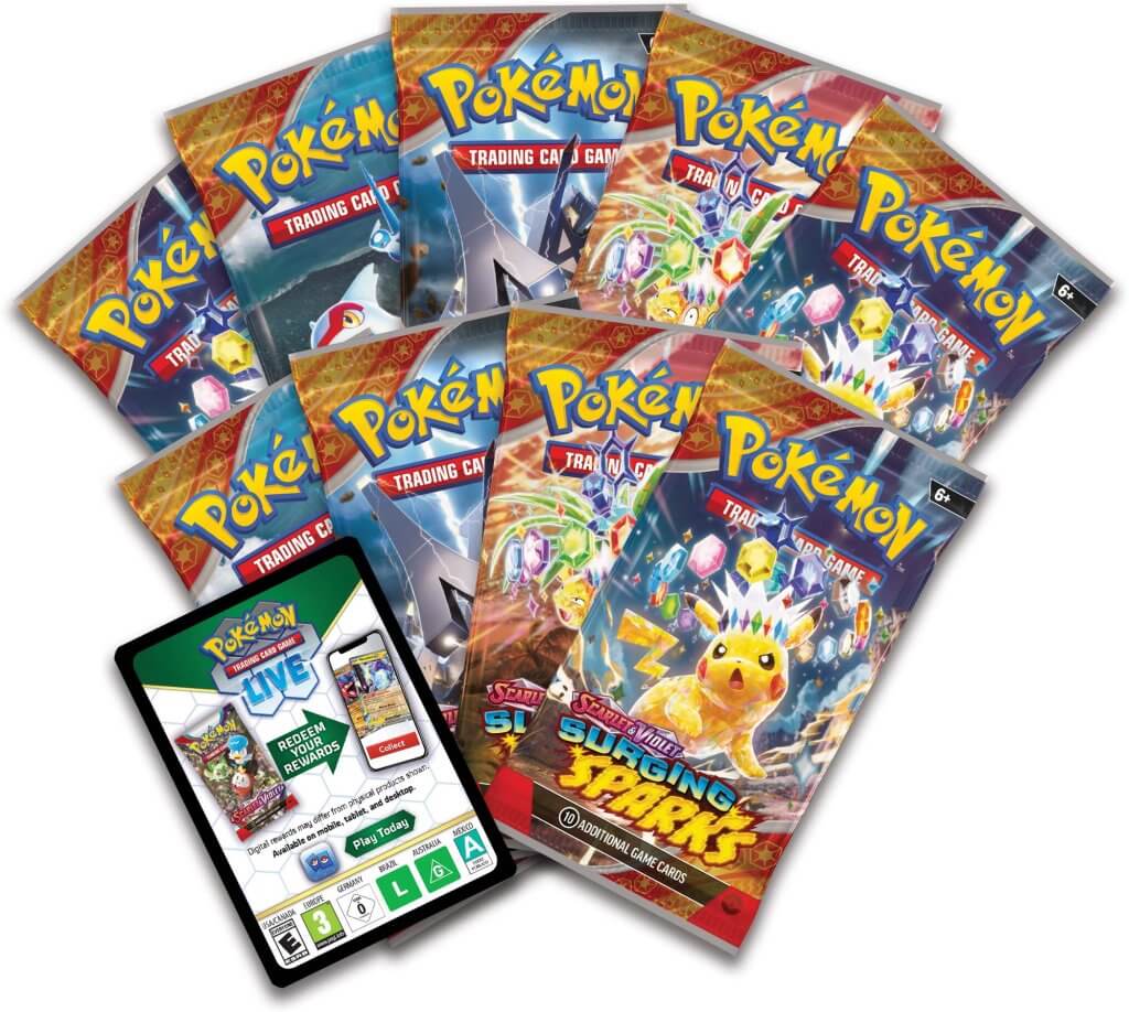 Pokemon TCG: Scarlet & Violet - Surging Sparks Elite Trainer Box TBC Games Pokemon TCG: Scarlet & Violet - Surging Sparks Elite Trainer Box TBC Games