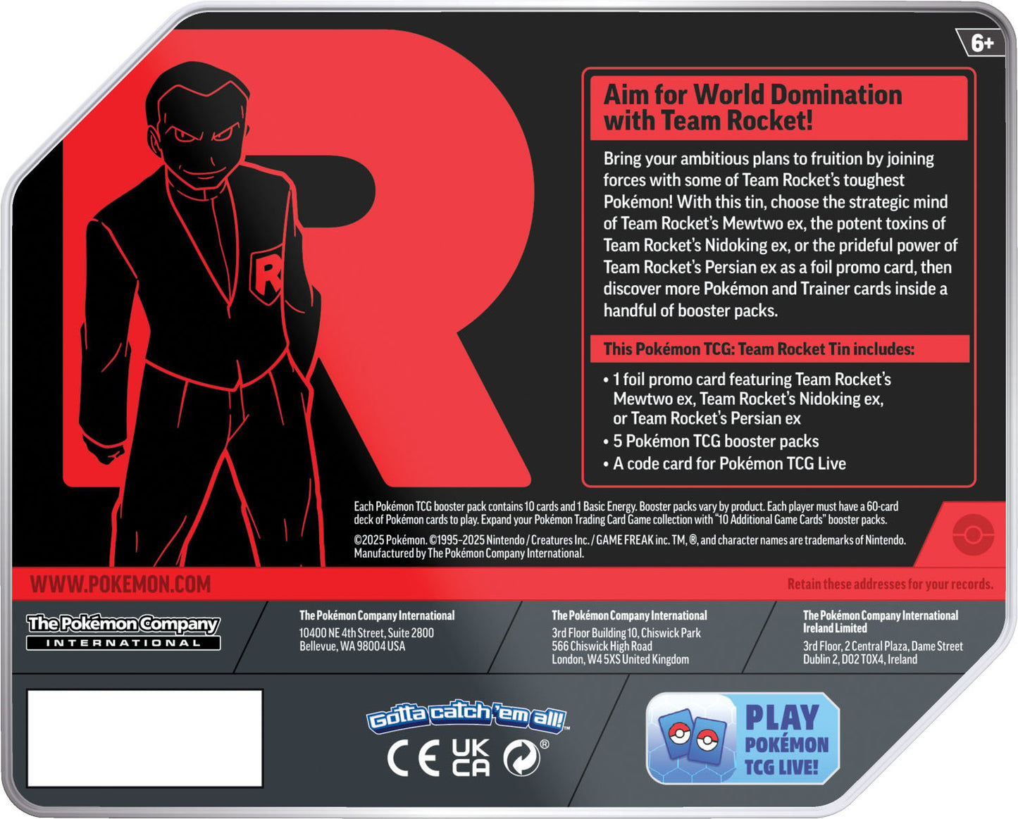 Pokemon TCG: Team Rocket Tin (Persian ex)