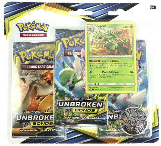 Pokemon TCG: Sun & Moon - Unbroken Bonds 3 Pack Blister (Sceptile)