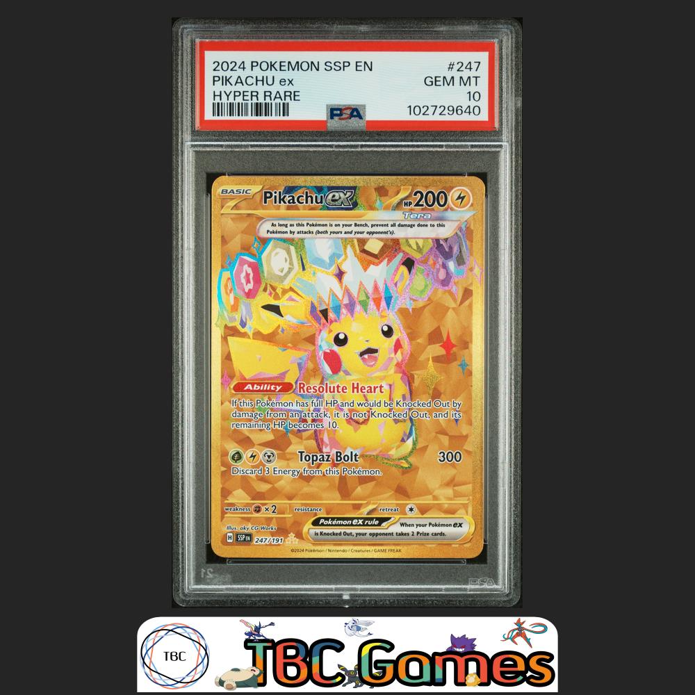 Pikachu Ex Surging Sparks #247 Hyper Rare PSA 10 Front