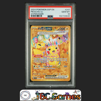 Pikachu Ex Surging Sparks #247 Hyper Rare PSA 10 Front