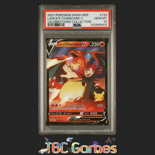 Lance's Charizard V Swsh Black Star Promo #133 Celebrations PSA 10