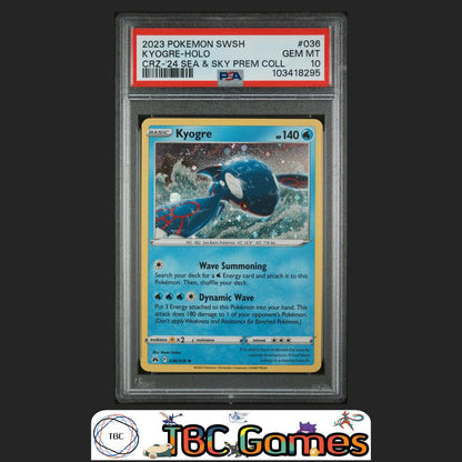 Kyogre Cosmos Holo Pokemon Crown Zenith #036 Sea & Sky PSA 10 Front