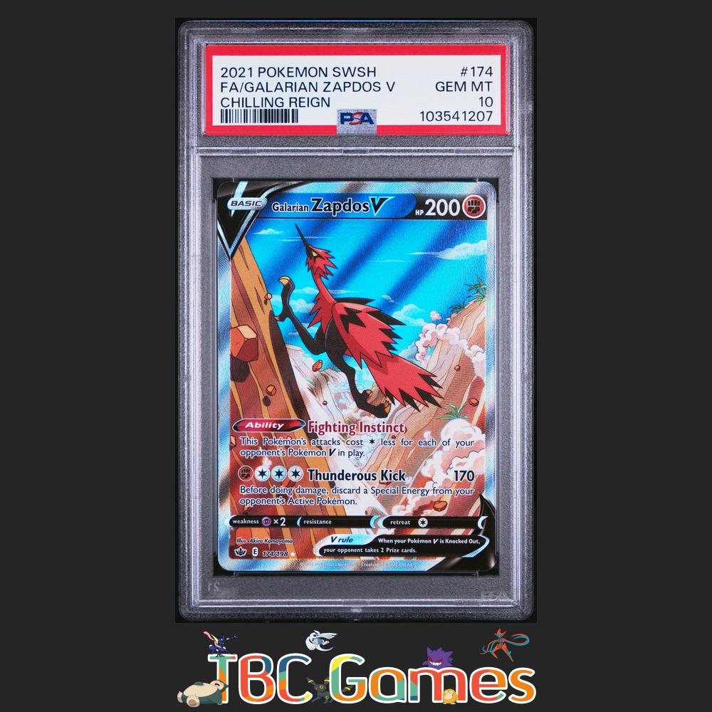 Galarian Zapdos V Chilling Reign Alt Art #174 PSA 10