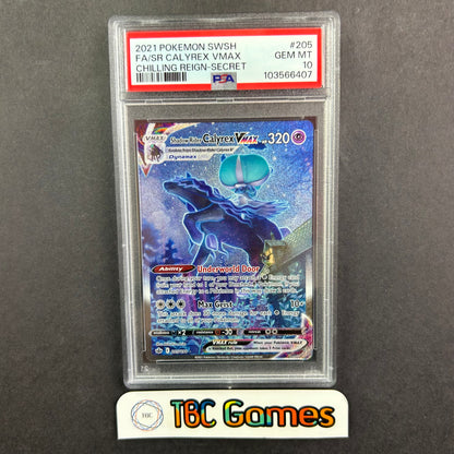 Shadow Rider Calyrex VMAX Alt Art Chilling Reign #205 PSA 10