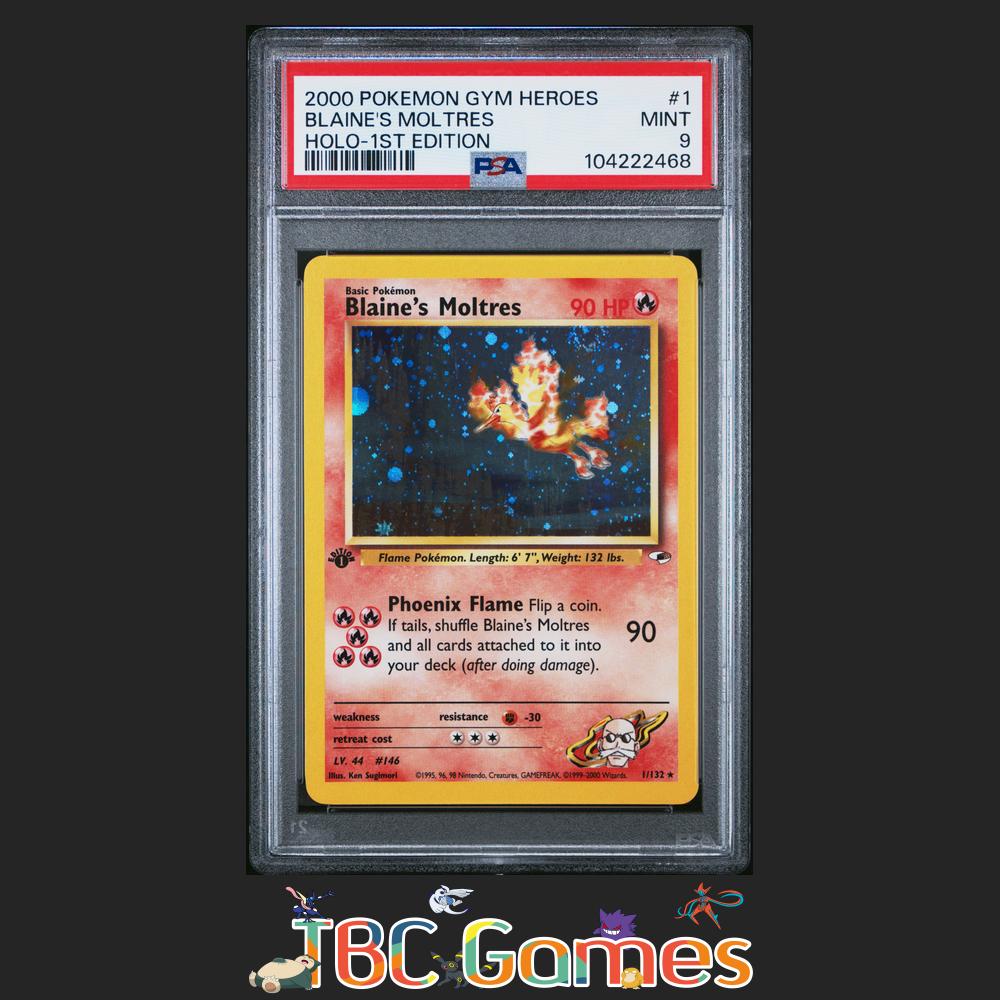 Blaine's Moltres Gym Heroes 1st Edition Holo #1 PSA 9