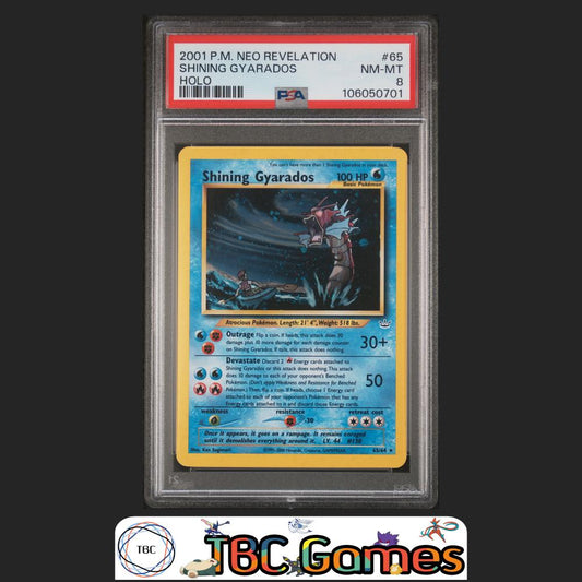 Shining Gyarados Neo Revelation Unlimited Holo #65 PSA 8
