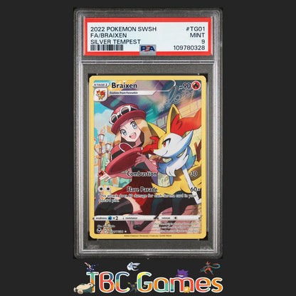Braixen Silver Tempest #TG01 Silver Tempest PSA 9