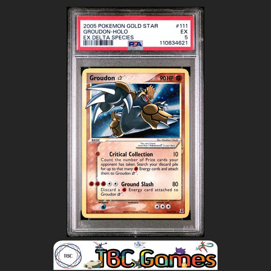 Groudon Gold Star Delta Species Holo #111 PSA 5 Front