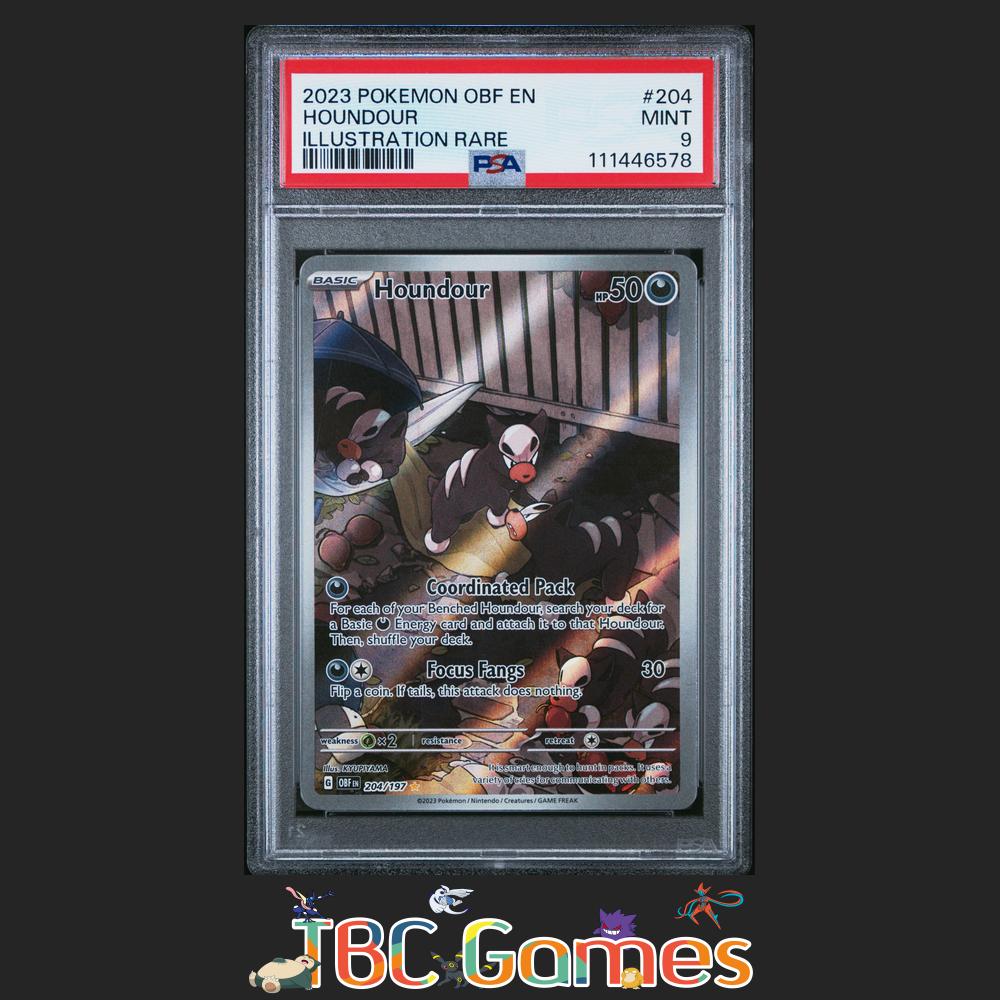 Houndour Obsidian Flames #204 Illustration Rare PSA 9