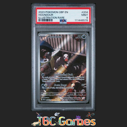 Houndour Obsidian Flames #204 Illustration Rare PSA 9