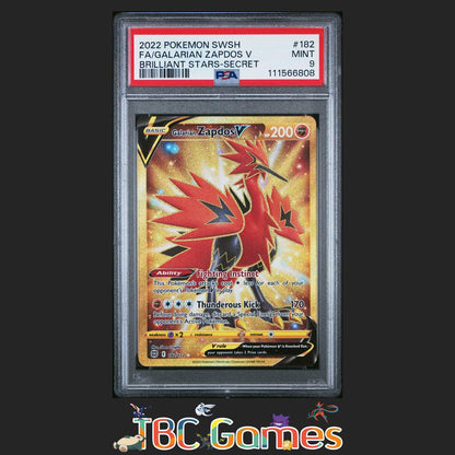 Pokemon Brilliant Stars: Galarian Zapdos V Gold Secret Rare Card 182/172, Near Mint Pokemon Brilliant Stars: Galarian Zapdos V Gold Secret Rare Card 182/172, Near Mint
