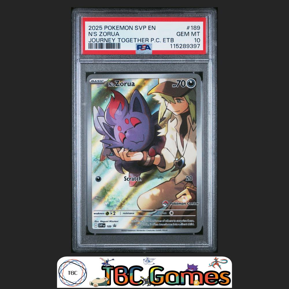 N's Zorua SVP #189 Journey Together Pokemon Center ETB PSA 10 Front