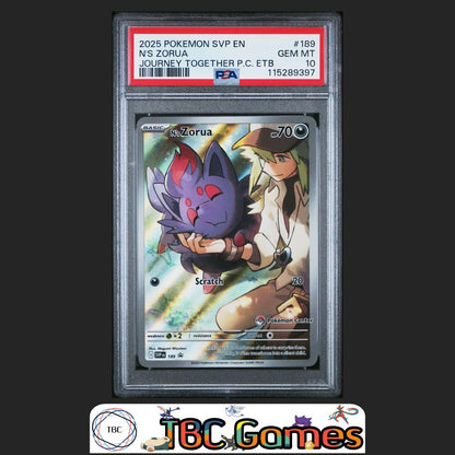 N's Zorua SVP #189 Journey Together Pokemon Center ETB PSA 10 Front