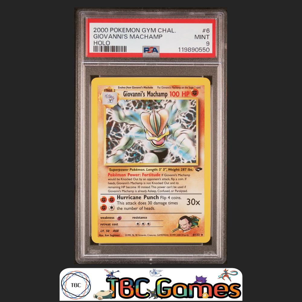 Giovanni's Machamp Gym Challenge #6 Holo PSA 9 Front