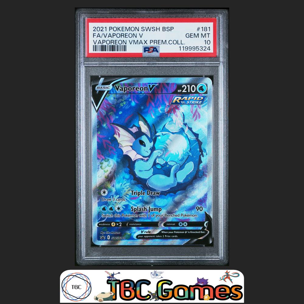 Vaporeon V SWSH181 Black Star Promo VMAX Premium Collection PSA 10