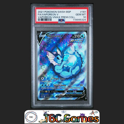Vaporeon V SWSH181 Black Star Promo VMAX Premium Collection PSA 10