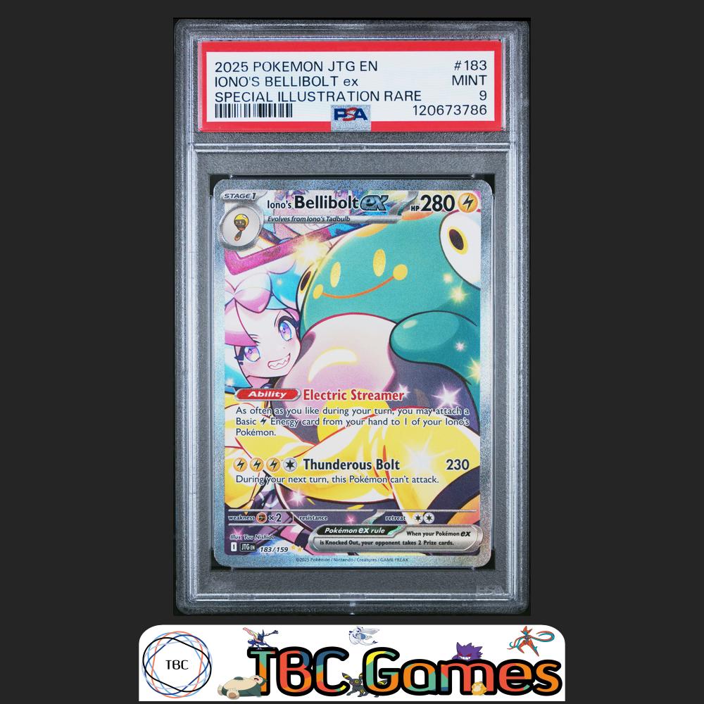 Iono's Bellibolt ex Journey Together #183 Special Illustration Rare PSA 9 Front