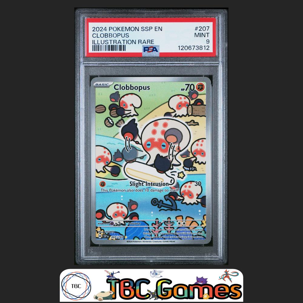 Clobbopus Surging Sparks #207 Illustration Rare PSA 9 Front