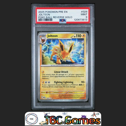 Jolteon Prismatic Evolutions #029 Poke Ball Reverse Holo PSA 9 Front
