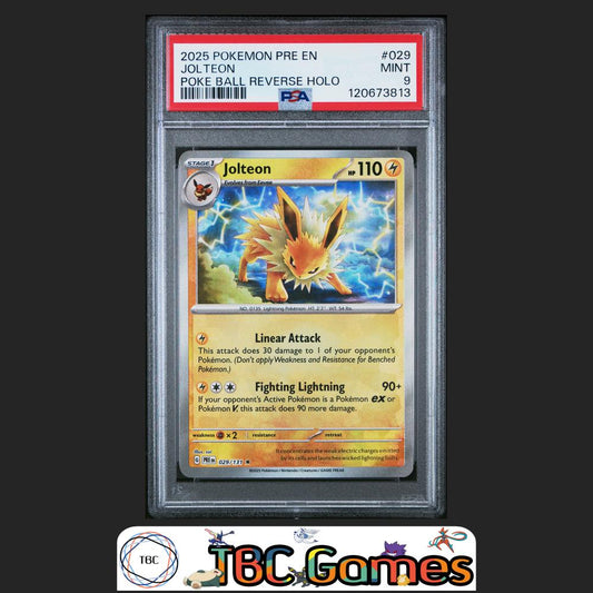 Jolteon Prismatic Evolutions #029 Poke Ball Reverse Holo PSA 9 Front