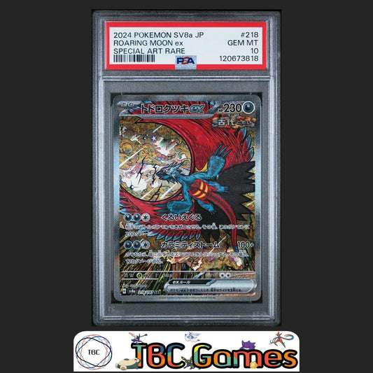 Roaring Moon ex Japanese Sv8A Terastal Fest ex #218 Special Art Rare PSA 10 Front