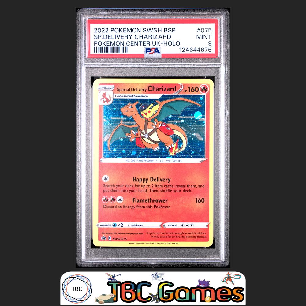 Special Delivery Charizard SWSH Black Star Promo #075 Center UK PSA 9 Front