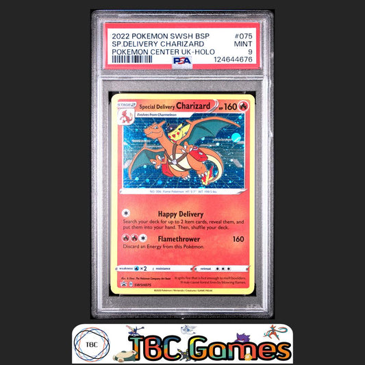 Special Delivery Charizard SWSH Black Star Promo #075 Center UK PSA 9 Front