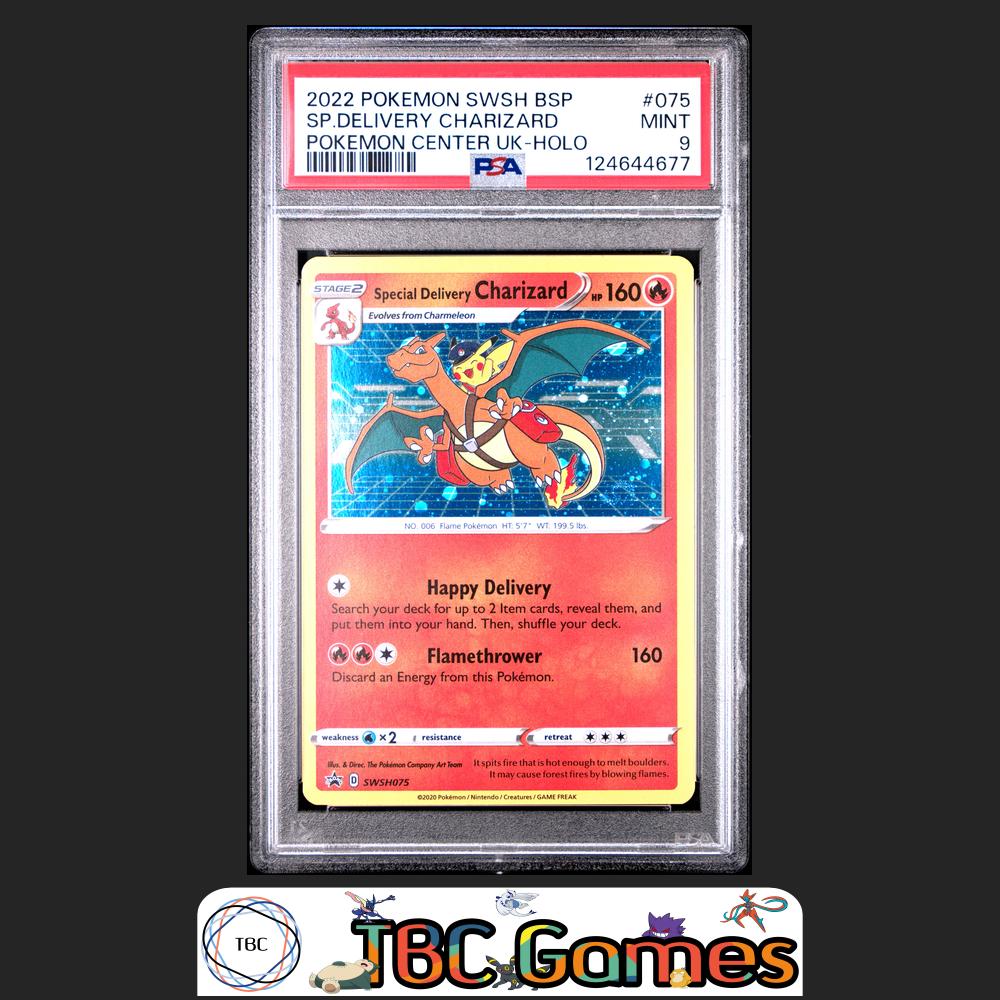 Special Delivery Charizard SWSH Black Star Promo #075 Center UK PSA 9 Front