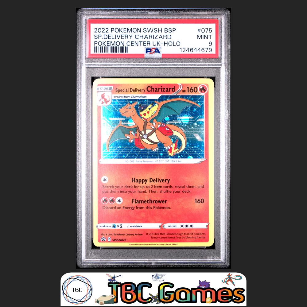 Special Delivery Charizard SWSH Black Star Promo #075 Center UK PSA 9 Front