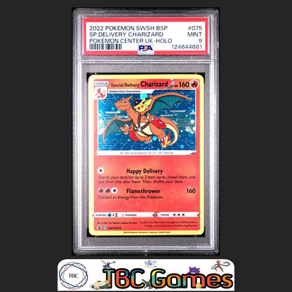 Special Delivery Charizard SWSH Black Star Promo #075 Center UK PSA 9 Front