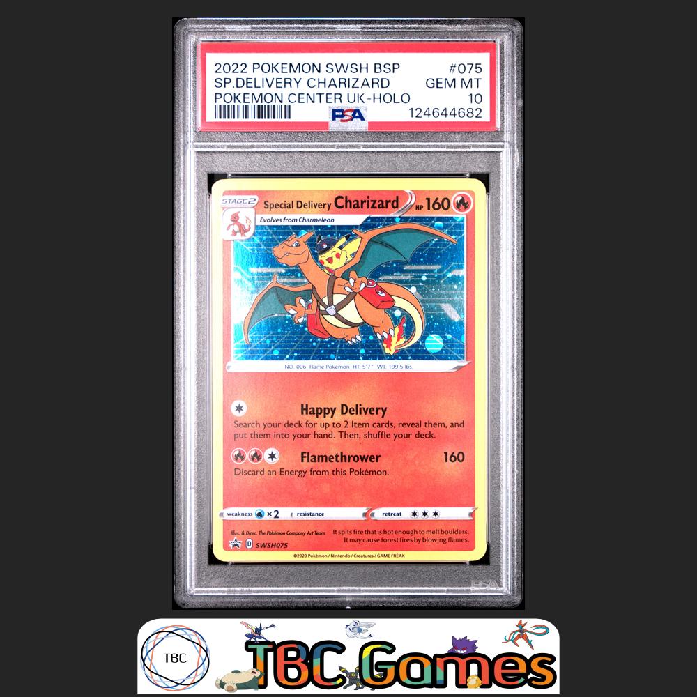 Special Delivery Charizard SWSH Black Star Promo #075 Center UK PSA 10 Front