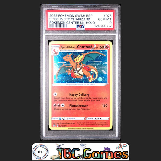 Special Delivery Charizard SWSH Black Star Promo #075 Center UK PSA 10 Front