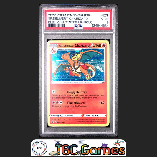 Special Delivery Charizard SWSH Black Star Promo #075 Center UK PSA 9 Front