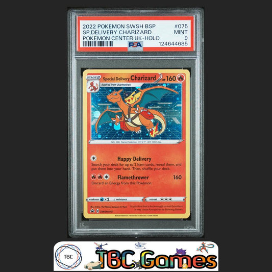 Special Delivery Charizard SWSH Black Star Promo #075 Center UK PSA 9 Front