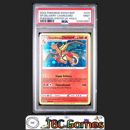 Special Delivery Charizard SWSH Black Star Promo #075 Center UK PSA 9 Front