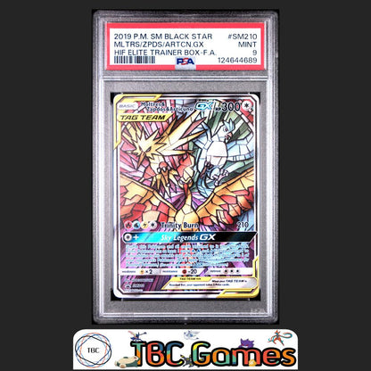 Moltres & Zapdos & Articuno GX Black Star Promo #SM210 Elite Trainer Box PSA 9 Front