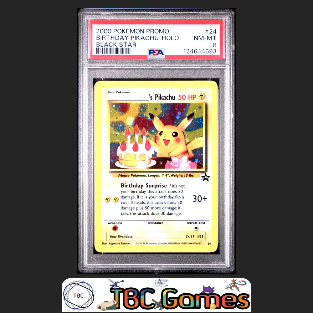 Birthday Pikachu Holo WotC Black Star Promo #24 PSA 8 Front