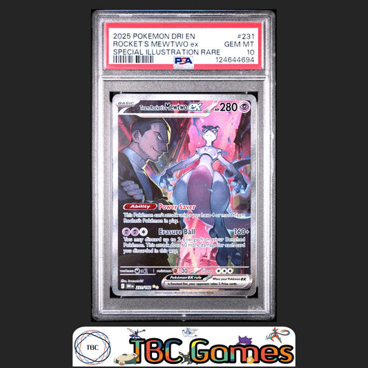 Rocket's Mewtwo ex Destined Rivals #231 Special Illustration Rare PSA 10 Front
