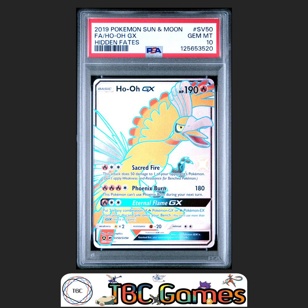 Ho-Oh GX Pokemon Sun & Moon Hidden Fates #SV50 PSA 10 Front