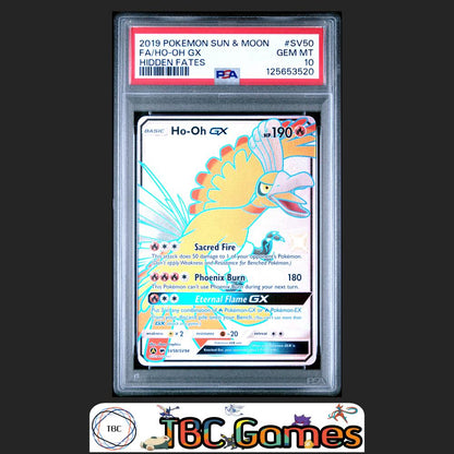 Ho-Oh GX Pokemon Sun & Moon Hidden Fates #SV50 PSA 10 Front