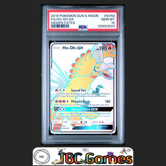 Ho-Oh GX Pokemon Sun & Moon Hidden Fates #SV50 PSA 10 Front