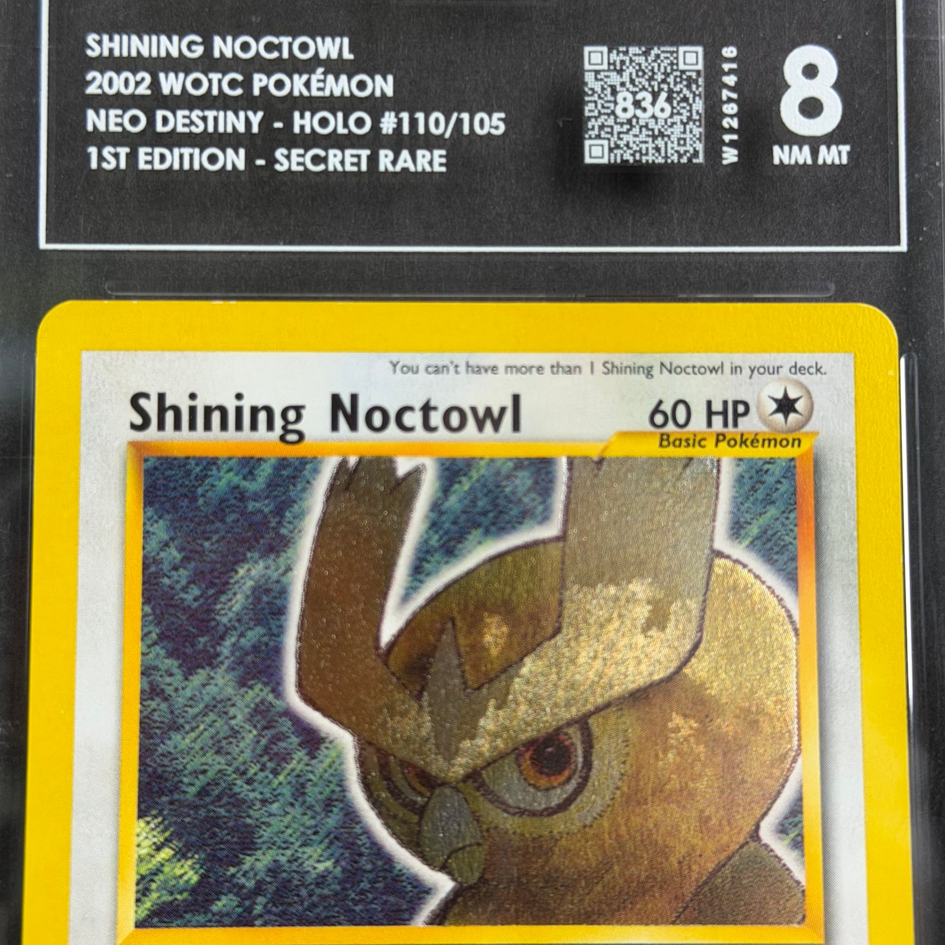 Shining Noctowl Neo Destiny 1st Edition #110 TAG 8 Back
