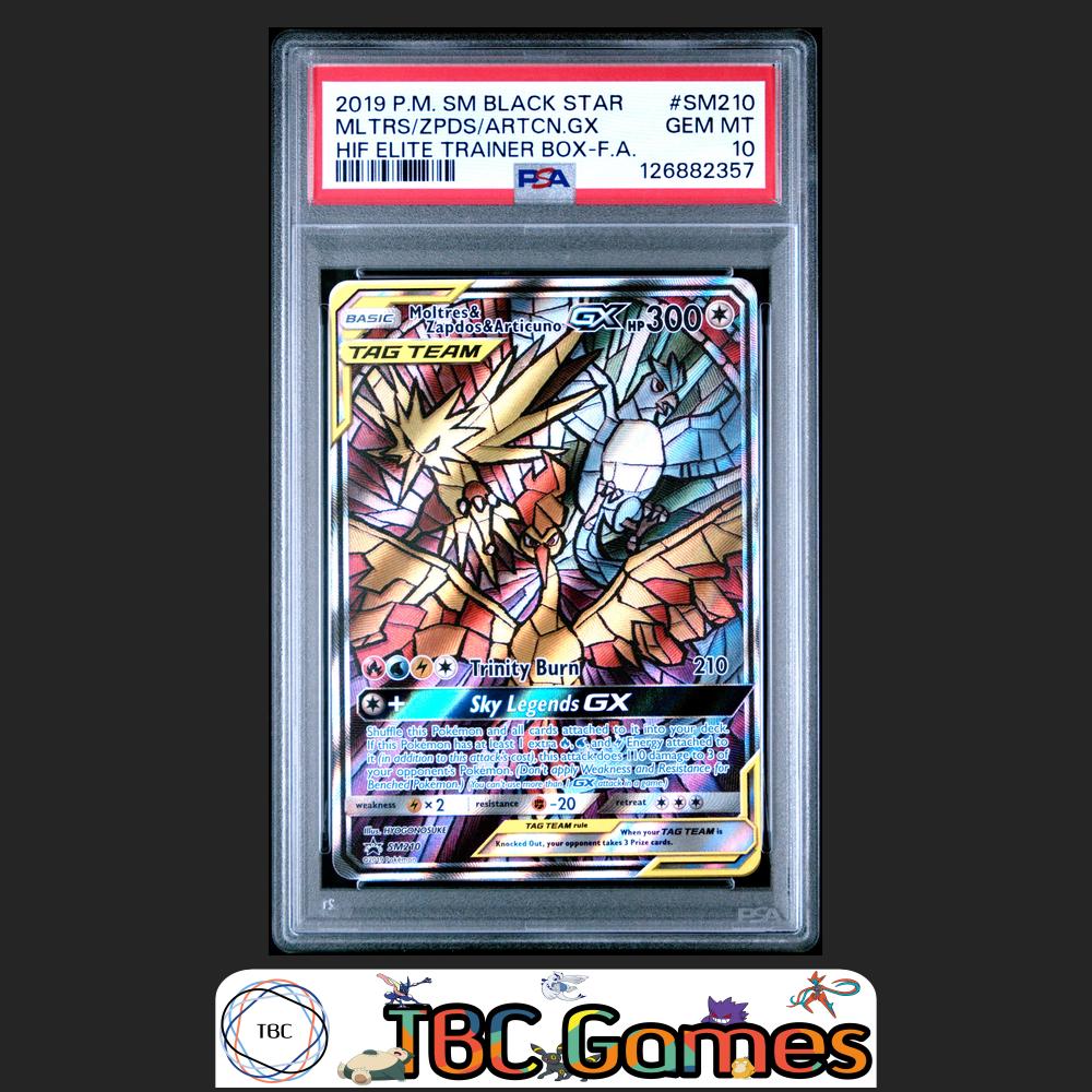 Moltres & Zapdos & Articuno GX SM210 Elite Trainer Box PSA 10 Front