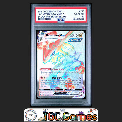 Rayquaza VMAX Evolving Skies #217 Secret PSA 10 Front