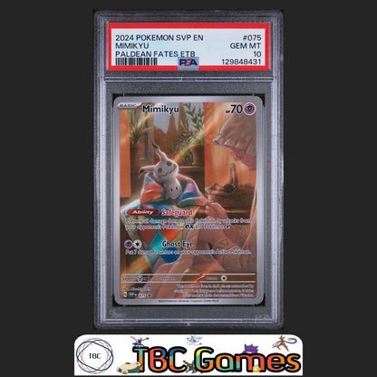 Mimikyu SVP Promo #075 Paldean Fates ETB PSA 10 Front