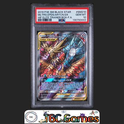 Moltres & Zapdos & Articuno GX Black Star Promo #SM210 PSA 10 Front