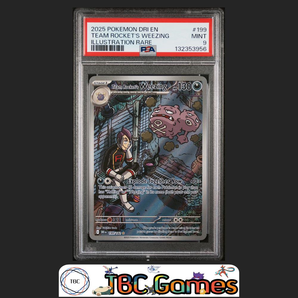 Team Rocket's Weezing Destined Rivals #199 Illustration Rare PSA 9 Front