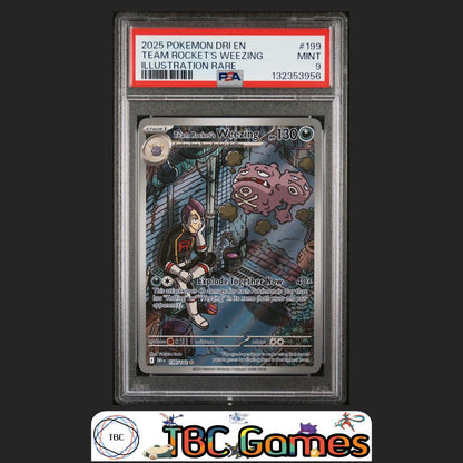 Team Rocket's Weezing Destined Rivals #199 Illustration Rare PSA 9 Front