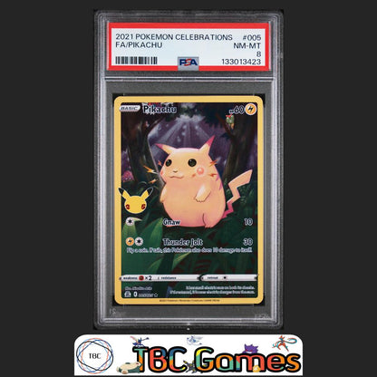 Pikachu Celebrations #005 PSA 8 Front